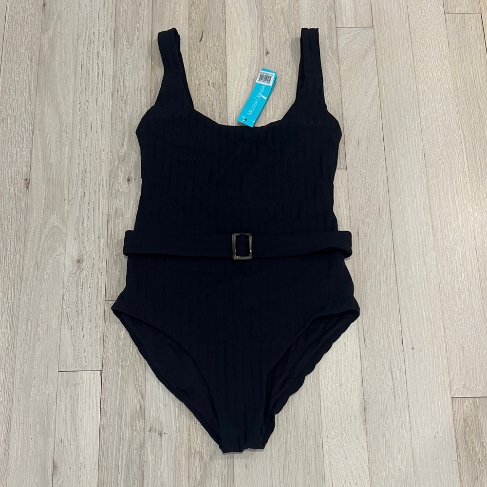 Melissa Obadash Texas One-Piece Belted Swimsuit Black Size 4 NWT - Picture 6 of 7